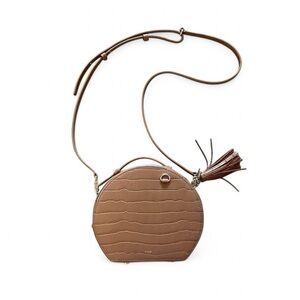 Maje Brown leather circle bag with tassel